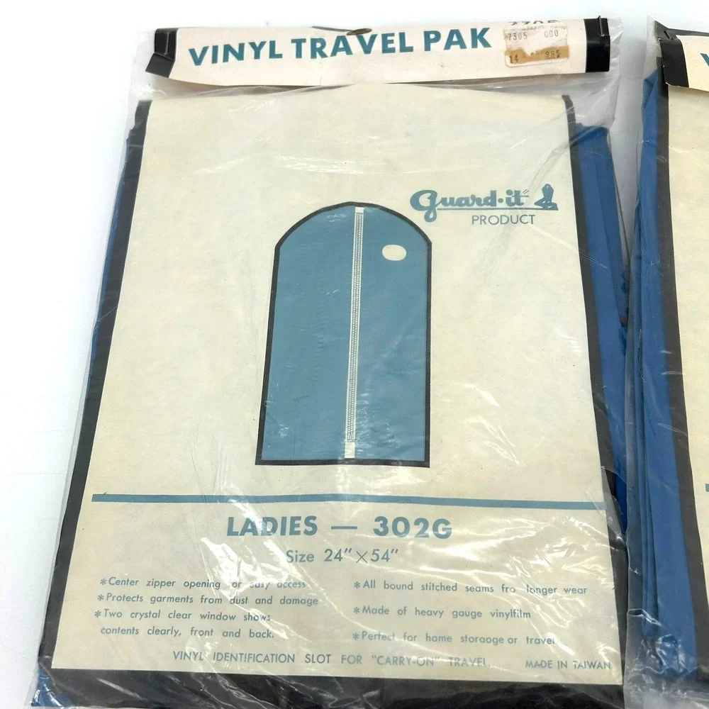 Vintage Guard-it Vinyl Travel Pak Garment Bags Lot of 4 Blue 301G 302G NIP
